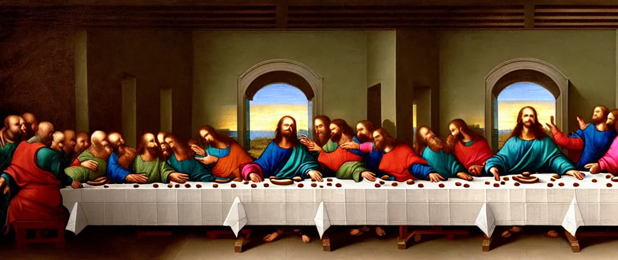 Prompt: donald trump giving speech during the last supper, a painting by leonardo da vinci, ultra - detailed, 8 k