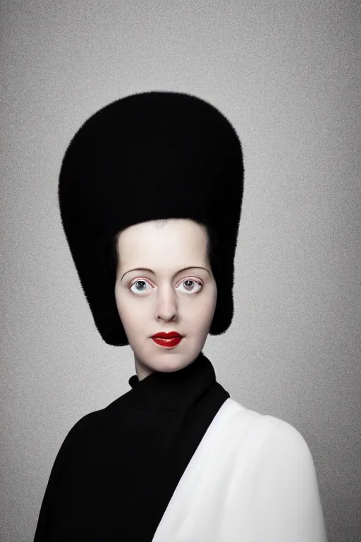 Image similar to studio portrait of woman that looks excactly like marge simpson, lookalike, as if marge simpson came to life, soft light, black background, fine details, close - up, award winning photo by martin schoeller