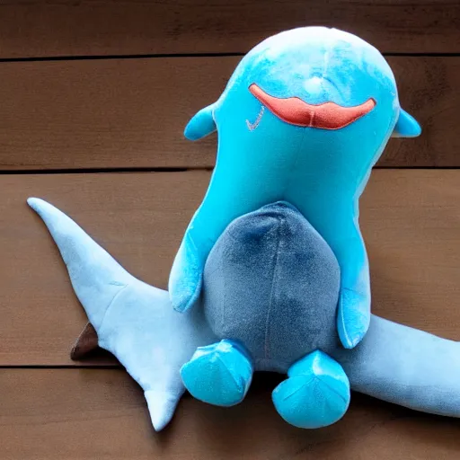 Image similar to A happy dolphin, plush doll, 8k