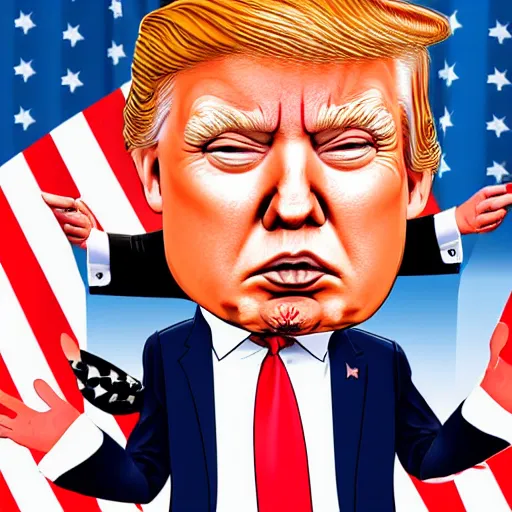 Image similar to a caricature of donald trump