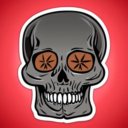 Prompt: a nice vector sticker of a funny smoking skull