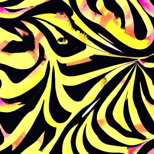 Image similar to vector flow field watercolor brushstrokes yellow black pink