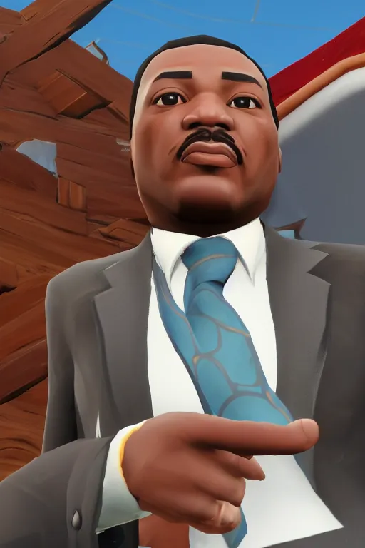 Prompt: martin luther king, american civil rights leader, fortnite character, unreal engine. 4 k, highly detailed