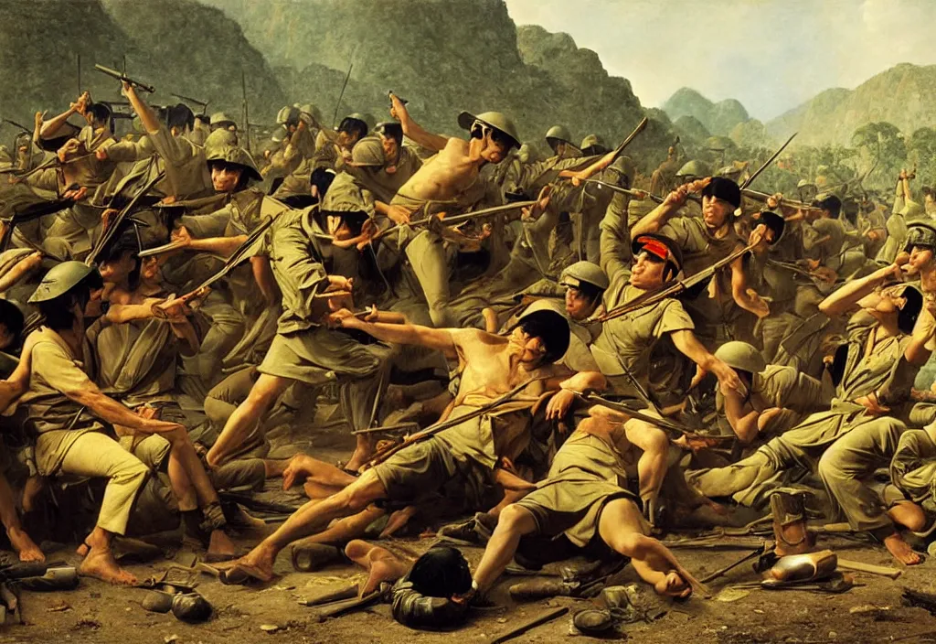 Prompt: vietnam war by jacques - louis david