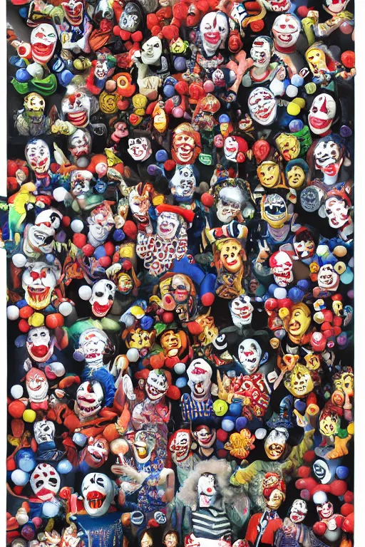 Image similar to a post office full of clowns by bijou karman