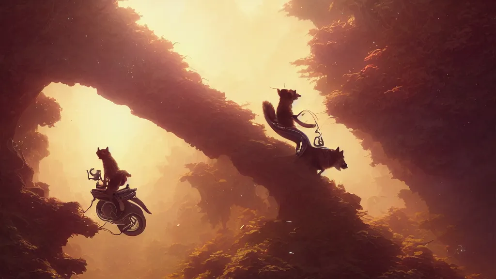 Image similar to Highly detailed portrait of Elon musk riding a shiba inu, Stephen Bliss, unreal engine, fantasy art by Greg Rutkowski, Loish, Rhads, ferdinand knab, Makoto Shinkai and Lois van baarle, ilya kuvshinov, rossdraws, Tom Bagshaw, alphonse mucha, global illumination, radiant light, detailed and intricate environment