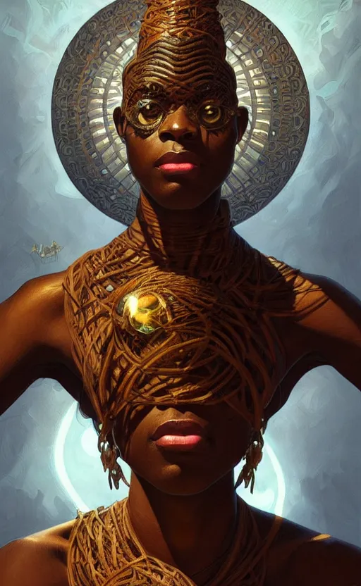 Prompt: the god anansi, african mythology, intricate, upper body, highly detailed, digital painting, artstation, concept art, sharp focus, cinematic lighting, illustration, art by artgerm and greg rutkowski, alphonse mucha, cgsociety