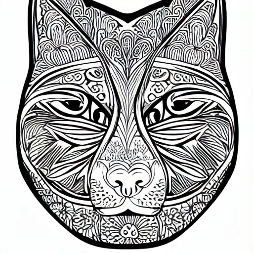 Image similar to A flower with a cat inside, sticker, highly detailed, colorful, illustration, smooth and clean vector curves, no jagged lines, vector art, smooth, black and white colouring book