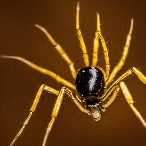 Prompt: a golden stature of a spider, centered, sharp focus, highly detailed, photo taken by a nikon