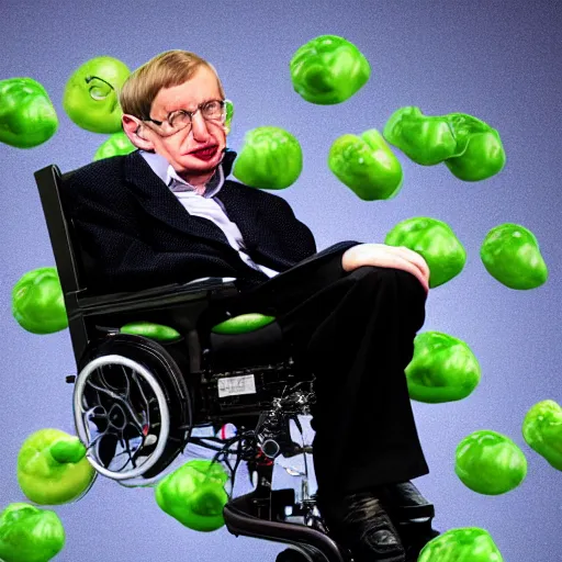 Prompt: stephen hawking as peas in a pod