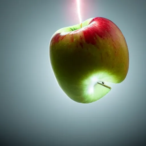 Image similar to an apple exploding with lightning