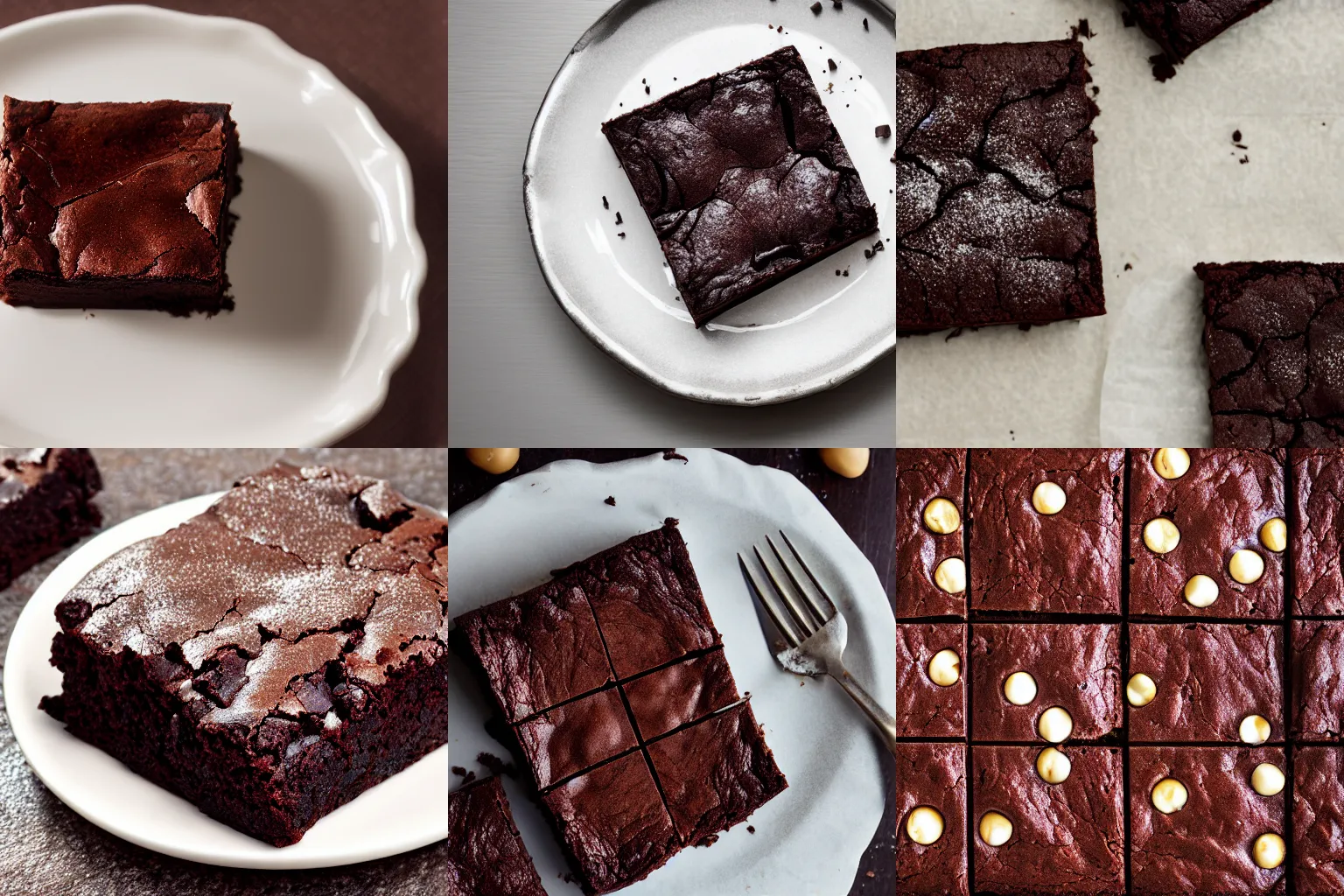 Prompt: chocolate brownie, glossy, food photography