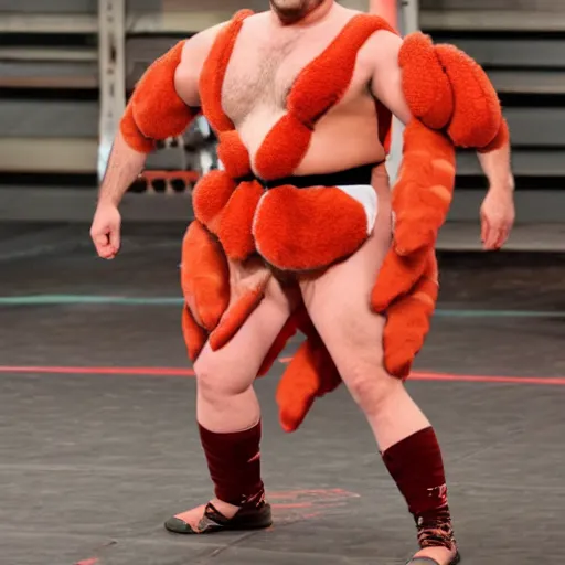 Prompt: professional wrestler dressed as a shrimp