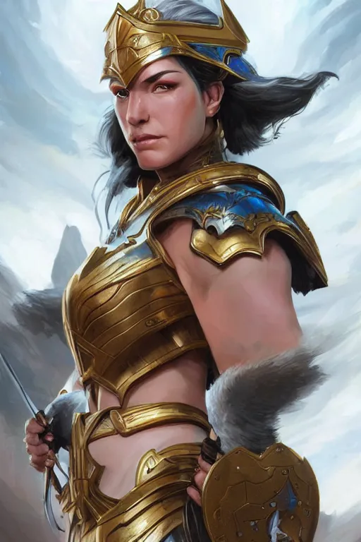 Image similar to amazon valkyrie athena, d & d, fantasy, portrait, highly detailed, headshot, digital painting, trending on artstation, concept art, sharp focus, illustration, art by artgerm and greg rutkowski and magali villeneuve