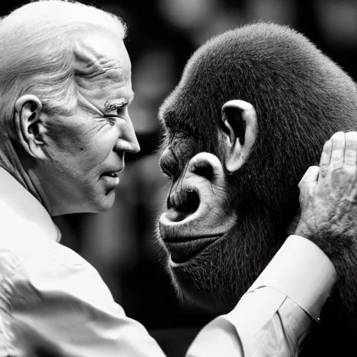 Image similar to joe biden fighting an ape