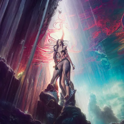 Image similar to detailed photo of valhalla, 8 k, by tristan eaton, stanley artgermm, tom bagshaw, greg rutkowski, carne griffiths, trending on deviantart, hyper detailed, glorious lighting, full of color, dramatic lightning