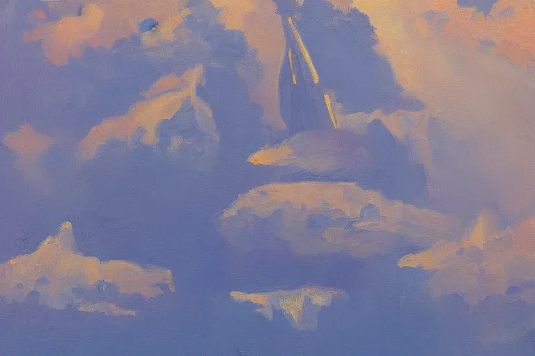 Image similar to cloud spires by russian artist sergey kuznetsov
