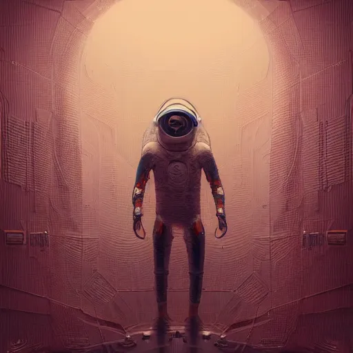 Image similar to hyperrealistic portrait of a squid monster astronaut, full body portrait, well lit, intricate abstract. cyberpunk, intricate artwork, by Tooth Wu, wlop, beeple. in the style of Jin Kagetsu, James Jean and wlop, highly detailed, sharp focus, intricate concept art, digital painting, ambient lighting, 4k, artstation