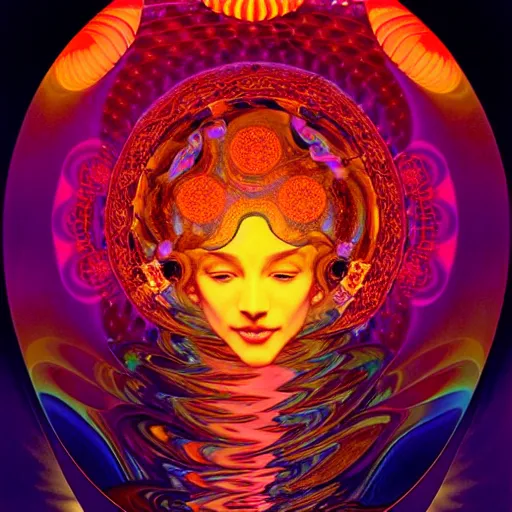 Prompt: transcendent bodhisattva mind bending psychedelic waves of glossy liquid honey flowing like kaleidoscopic translucent amber, lsd waves, honey ripples, enlightenment, high contrast lighting, refracted sunset, highly detailed, concept art, art by collier, albert aublet, krenz cushart, artem demura, alphonse mucha