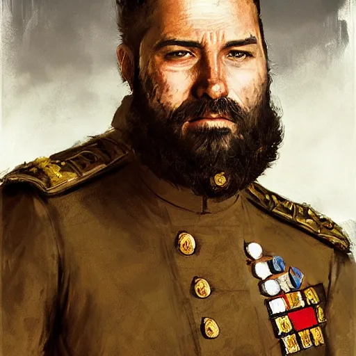 Image similar to portrait of a bearded spanish admiral alvaro de bazan, colourised, face portrait, epic, tragic, military art, fantasy, hd shot, digital portrait, beautiful, artstation, comic style, by artgerm, guy denning, jakub rozalski, magali villeneuve and charlie bowater