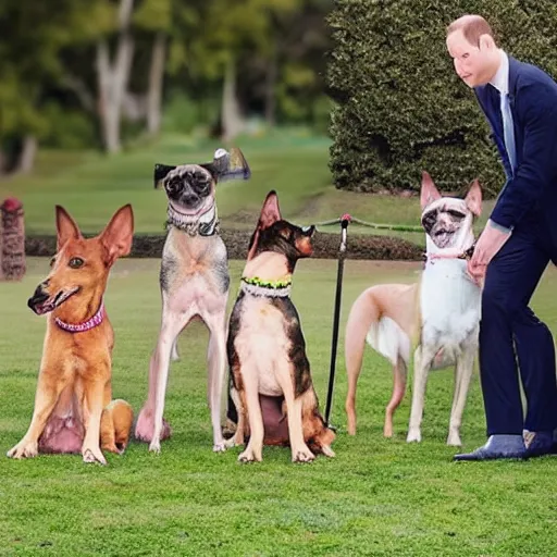 Image similar to photo of dog heads on the royal family