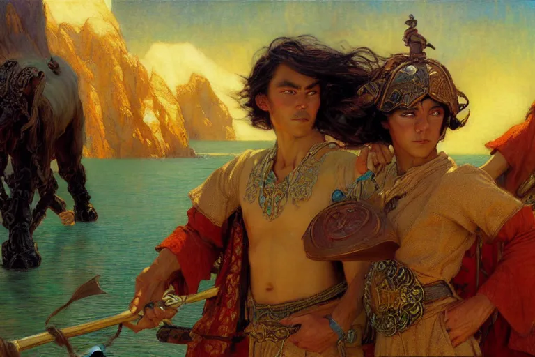 Image similar to tales of earthsea, painting by gaston bussiere, craig mullins, j. c. leyendecker, tom of finland