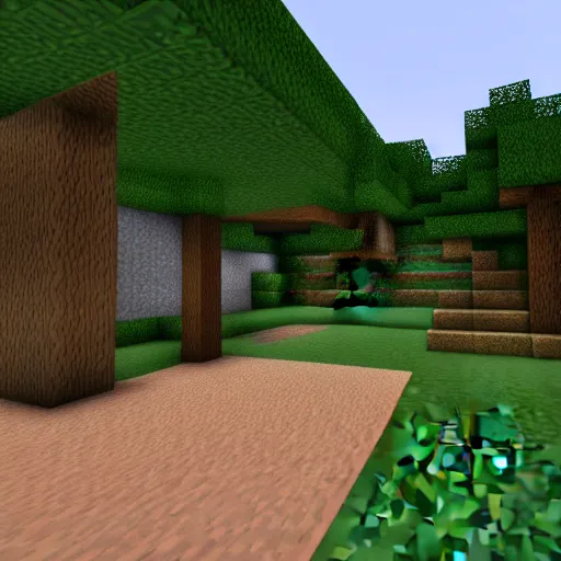 Image similar to a beautiful minecraft outdoors scenery, featuring ovo's rustic texture pack