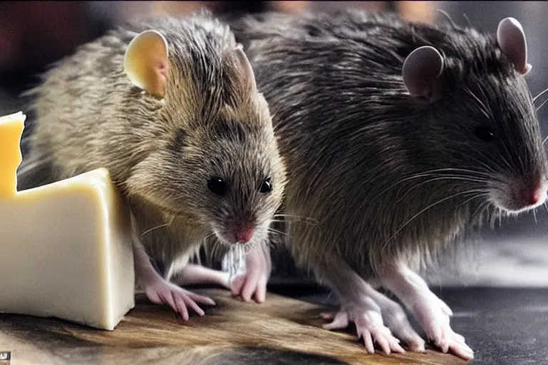 Image similar to photo, emma watson as furry antropomorphic rat, eats cheese, highly detailed, intricate details