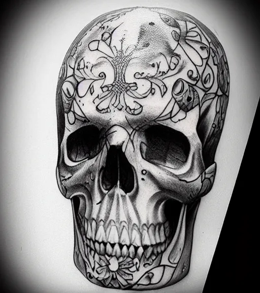 Skull Flower Realistic Temporary Tattoo Women Arm Big Rose - Temu