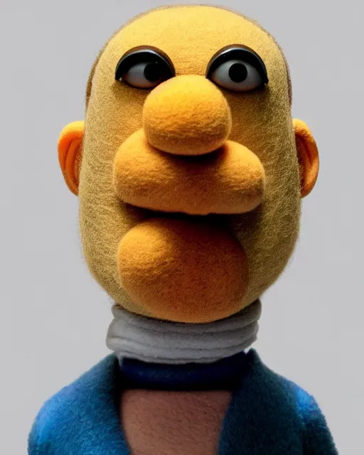 Image similar to hank schrader as a muppet. highly detailed felt. hyper real photo. 4 k.