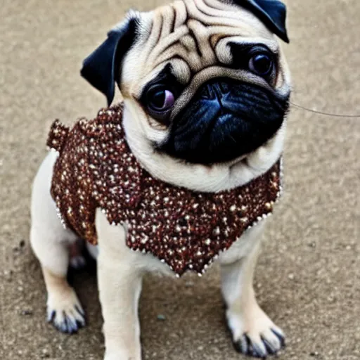 Prompt: cute pug with dragon scales