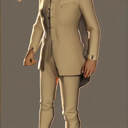 Image similar to british lord wearing expensive israeli beige suit designed by michaelo angelo, frame focused on face and upper body, created with metahuman in unreal engine