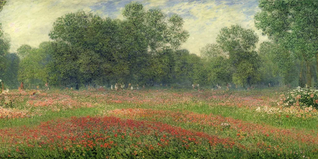 Image similar to a park with many beautiful flowers, by caspar david friedrich, by claude monet, canvas, paint, oil paint, tempera paint, dripping paint, splatter paint, macro, dof, insanely detailed and intricate, hypermaximalist, elegant, ornate, hyper realistic, super detailed