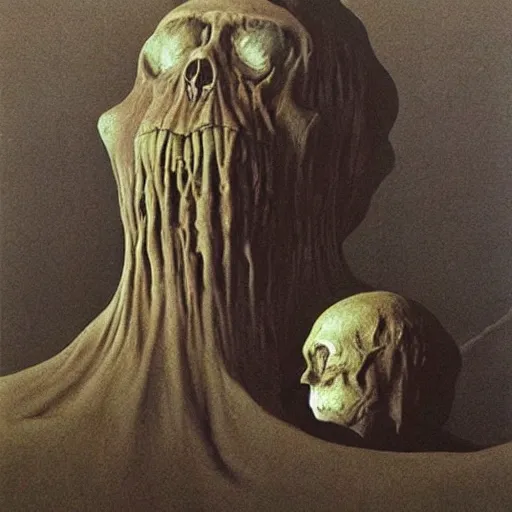 Prompt: Charon by Zdzisław Beksiński, oil on canvas