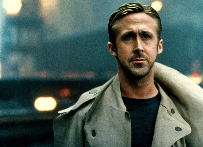 Image similar to film still of Ryan Gosling as Decker in Blade Runner 1982