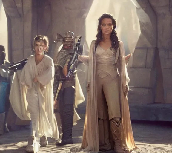 Image similar to a movie still of jennifer lopez as princess leigha in the movie star wars