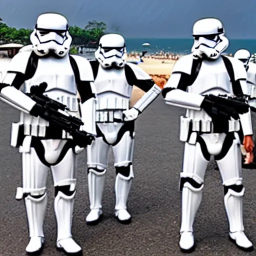 Prompt: storm troopers vacationing in pattaya thailand, photoreal