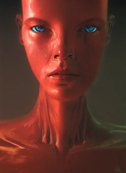 Prompt: portrait of a cyborg girl by Zdzisław Beksiński, dramatic lighting, highly detailed, trending on artstation