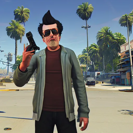 Prompt: Rick Sanchez in grand theft auto 5