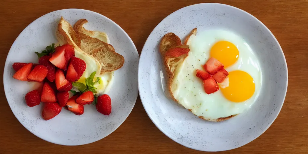 Image similar to photo of breakfast, close - up, low saturation, diffuse light