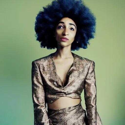 Image similar to a mixture of esperanza spalding and lianne la havas, hyperrealistic, gorgeous