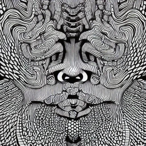 Prompt: Geometrically surreal cliff face, extremely high detail, photorealistic, intricate line drawings, dotart, album art in the style of James Jean