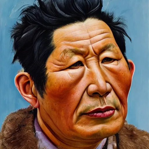 Prompt: high quality high detail painting by lucian freud, hd, portrait of tibetan leader