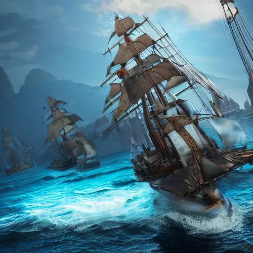 Image similar to ancient ship battle, highly detailed, photorealistic portrait, bright studio setting, studio lighting, crisp quality and light reflections, unreal engine 5 quality render