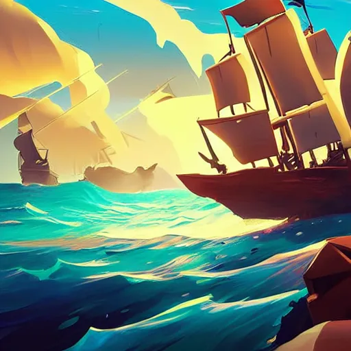 Image similar to painting treasure on sea of thieves game smooth median photoshop filter cutout vector, behance hd by jesper ejsing, by rhads, makoto shinkai and lois van baarle, ilya kuvshinov, rossdraws global illumination