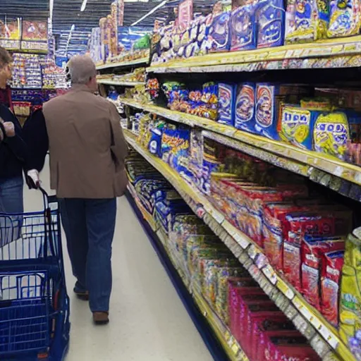 Prompt: photo of George Washington shopping in Walmart