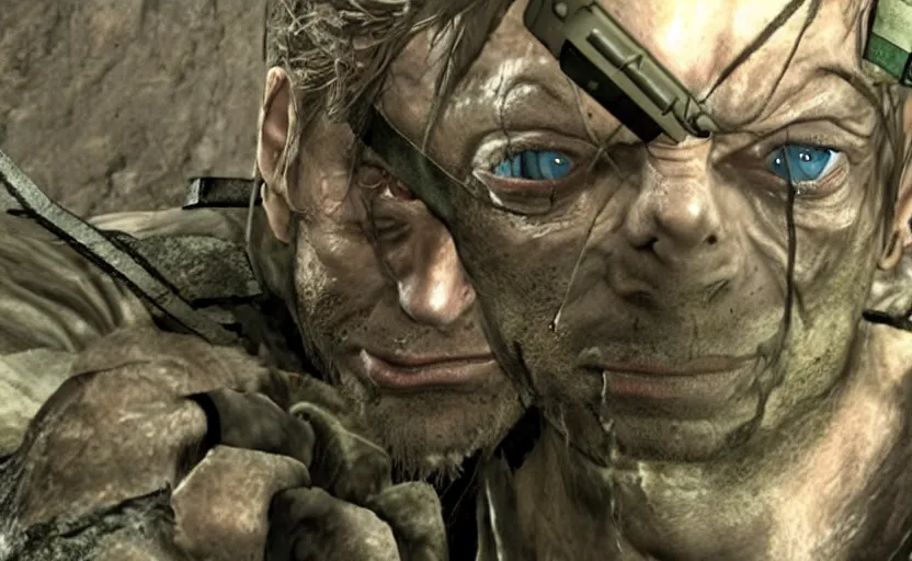 Prompt: a screenshot of gollum as solid snake in metal gear solid 1,