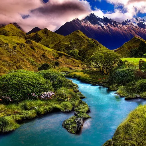 Prompt: New zealand landscape beautiful lord of the rings award-winning 4k