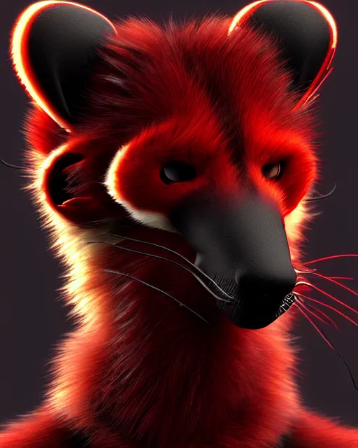 Image similar to furry - male - red - black - weasel - necromancer - fursona uhd ue 5 visual novel pc game expressions, photorealistic