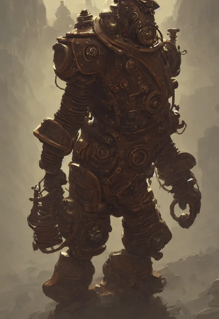 Prompt: concept art of a gnomish steampunk power armor. illustration, gritty, western, artgerm, by greg rutkowski, stylized, trending on artstation, intricate, digital painting, fantasy illustration